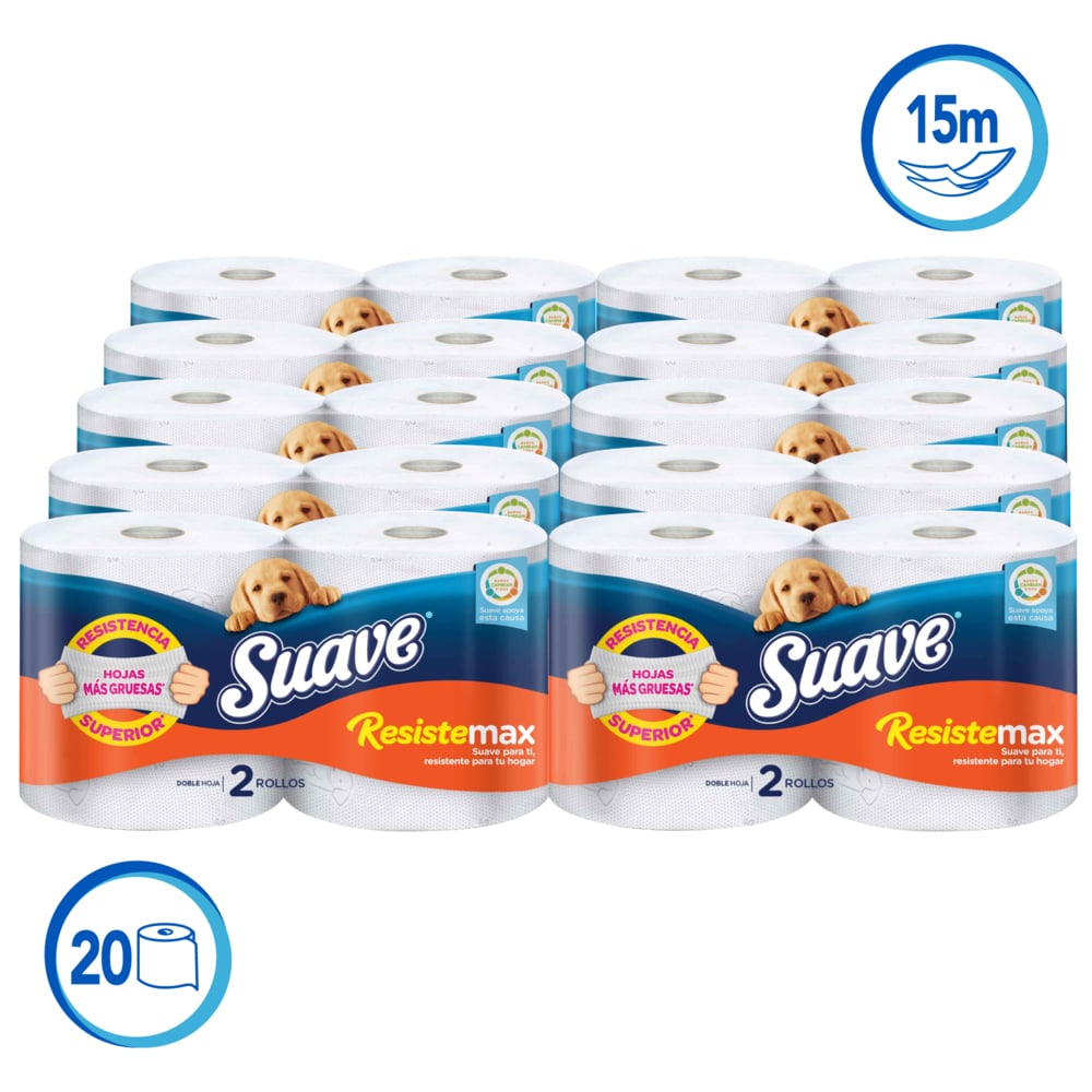 Suave® Papel Higiénico en Rollo 30242657 - Hoja Doble - 20 Rollos/Caja - S061430470