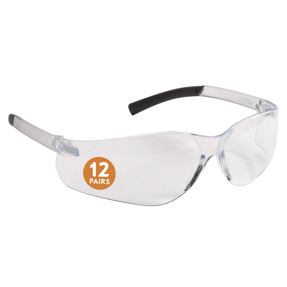 KleenGuard™ V20 Purity™ Safety Glasses (25650), Hardcoated, Clear Lenses, Clear Frame, UV Protection, Unisex for Men and Women (Qty 12) - 25650