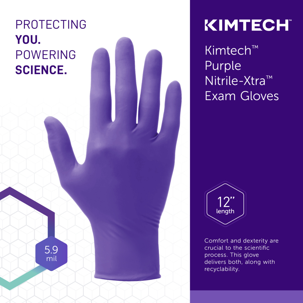 Kimtech™ Purple Nitrile-Xtra™ Exam Gloves (50601), 5.9 Mil, Ambidextrous, 12", S (50 Gloves/Box, 10 Boxes/Case, 500 Gloves/Case) - 50601