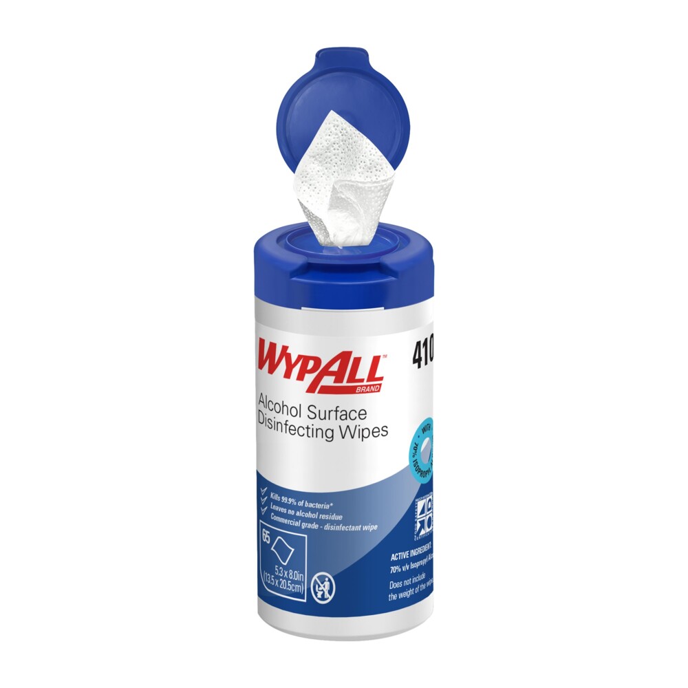 WypAll® Alcohol Surface Disinfecting Wipes 4101 - Pre-Saturated Antibacterial Wipes – 12 Canisters x 65 Disinfectant Wipes (780 Total) - S062737949