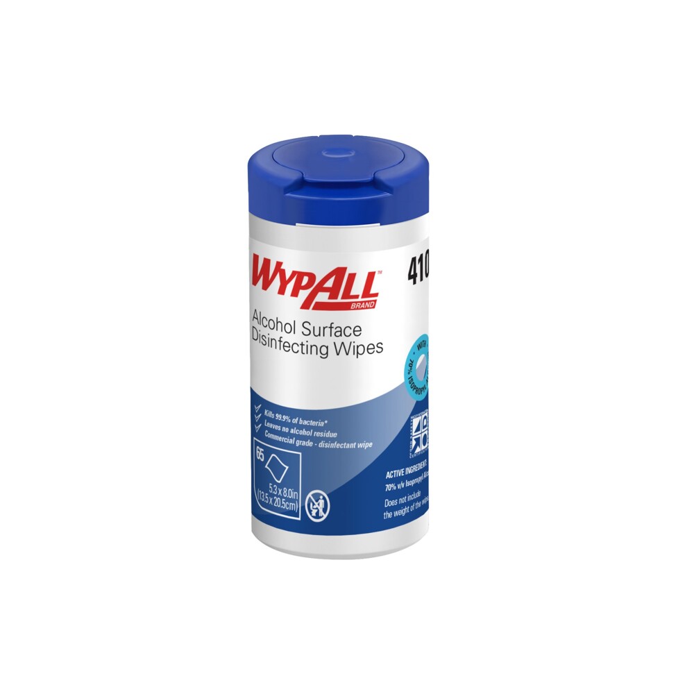 WypAll® Alcohol Surface Disinfecting Wipes 4101 - Pre-Saturated Antibacterial Wipes – 12 Canisters x 65 Disinfectant Wipes (780 Total) - S062737949