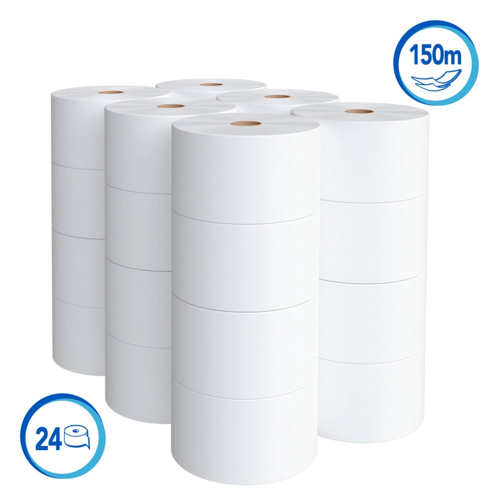 Scott® Papel Higiénico en Rollo 30244051 - Hoja Doble - 150m/Rollo, 24 Rollos/Caja (3600m) - S062250877