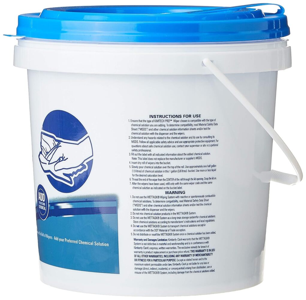 Kimtech® Wet Task® Spunbond Meltblown Spunbond (SMS) Wipers with Bucket (30902), 6 Rolls + 1 Bucket / Case, 90 Sheets / Roll (540 sheets) - S053632952