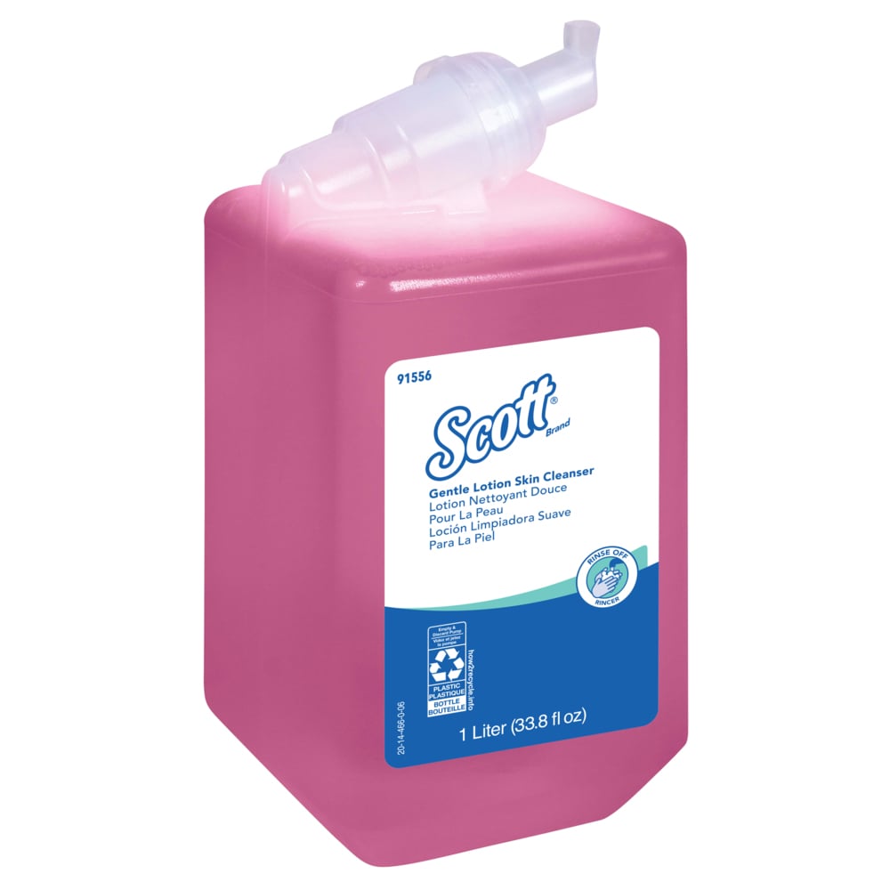 Lotion nettoyante douce pour la peau Scott Essential (91556), fragrance florale, rose, 1,0 L, 6 paquets/caisse – même qualité que Kleenex, maintenant de marque Scott - 91556