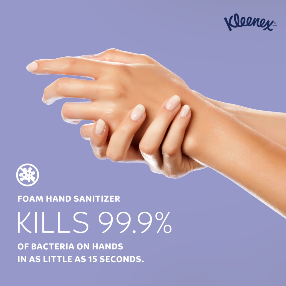 Kleenex® Reveal™ Ultra Moisturizing Foam Hand Sanitizer (34604), 1.5 oz. Pump Bottles, Clear, No Fragrance Added, NSF E-3 Rated, (24 Bottles/Case) - 34604