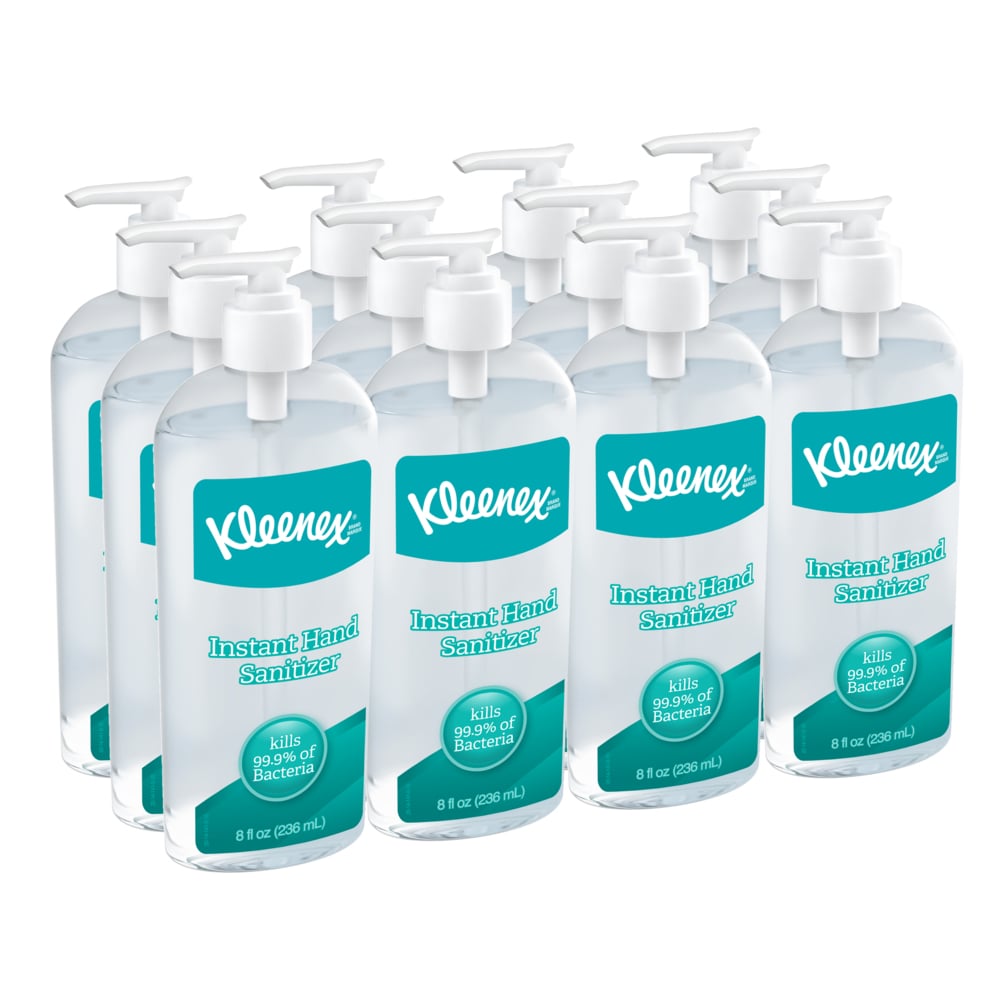 Kleenex® Instant Hand Sanitizer (93060), 8 oz. Pump Bottles, Clear, Citrus Scent, NSF E-3 Rated, (12 Bottles/Case) - 93060