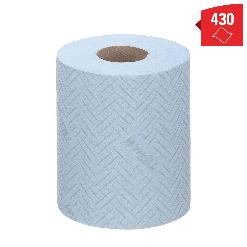 Essuyeurs pour nettoyage moyen WypAll® L20 General Clean™ 7260 - Rouleaux à dévidage central 2 épaisseurs - 6 rouleaux bleus × 550 essuyeurs en papier (3 300 au total) - 7260