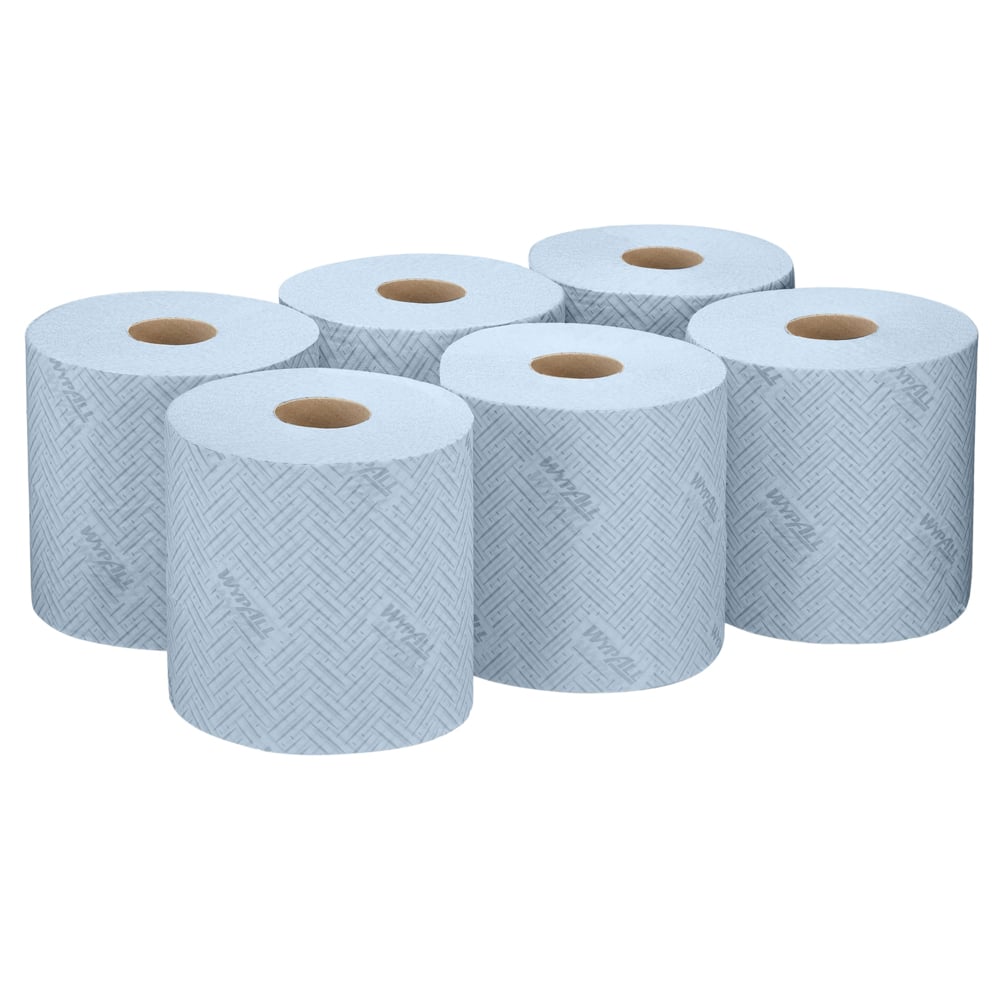 Essuyeurs pour nettoyage moyen WypAll® L20 General Clean™ 7260 - Rouleaux à dévidage central 2 épaisseurs - 6 rouleaux bleus × 550 essuyeurs en papier (3 300 au total) - 7260