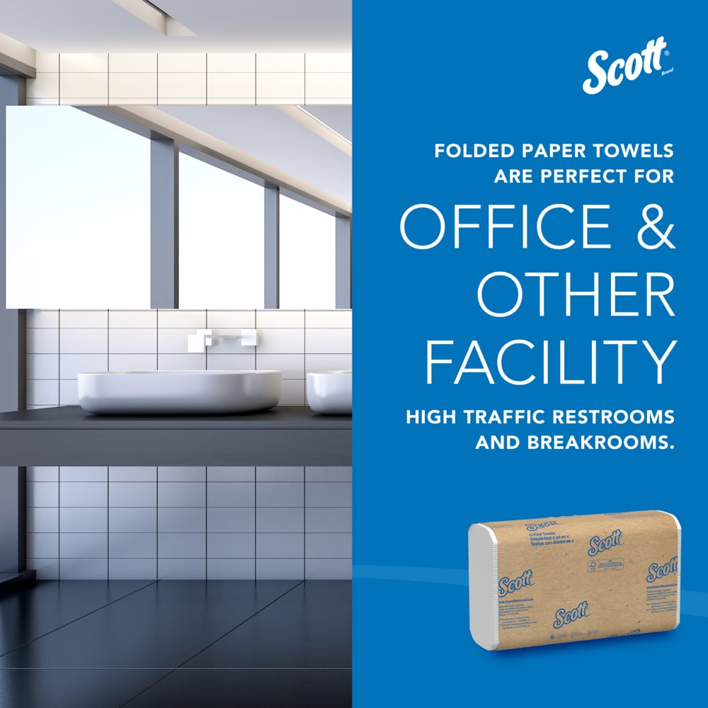 Scott® Essential C-Fold Paper Towels (01510), with Fast-Drying Absorbency Pockets™, White, (12 Packs/Case, 200 Sheets/Pack, 2,400 Sheets/Case) - 01510