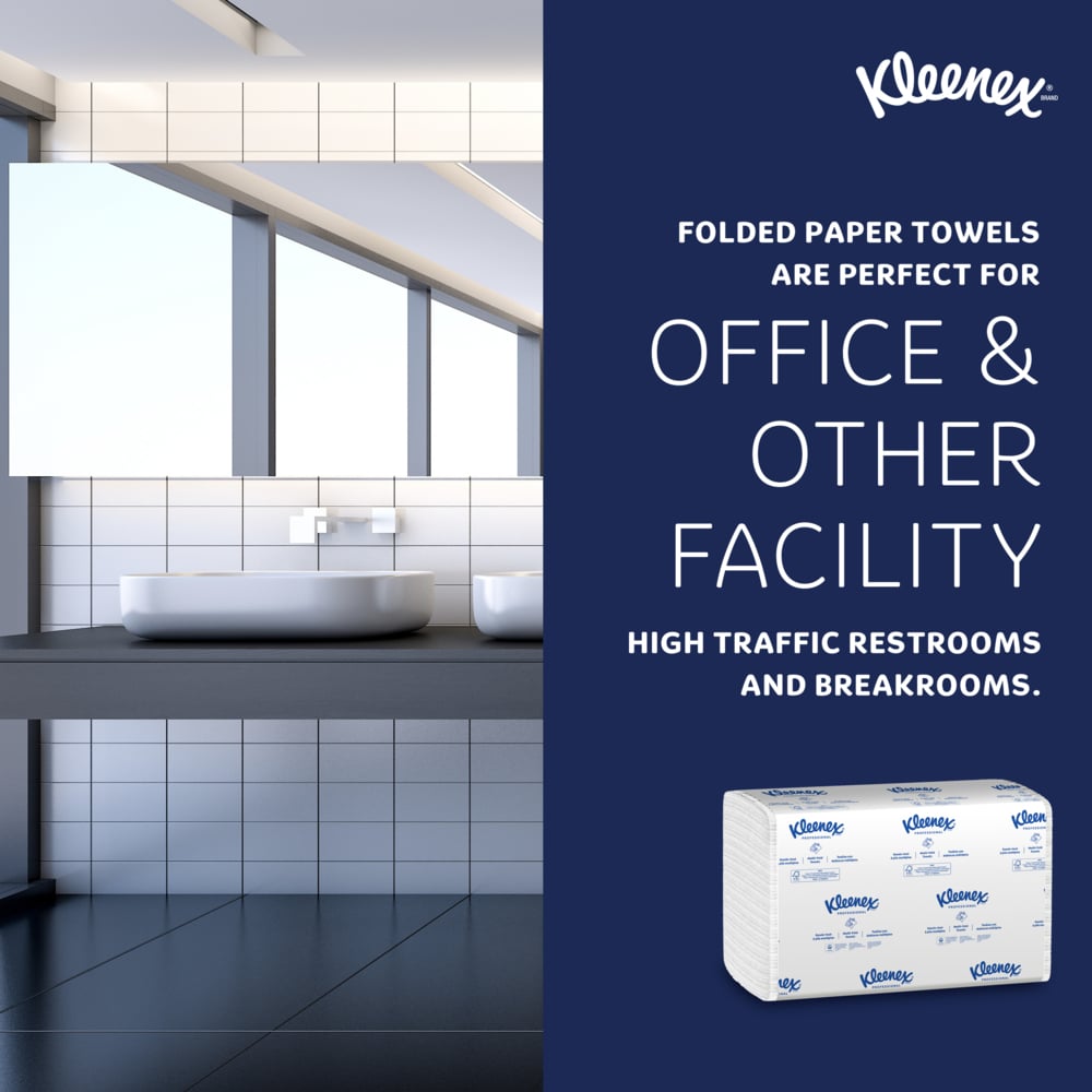 Kleenex® Multifold Paper Towels (02046), 1-Ply, 9.2" x 9.4" sheets, White, (150 Sheets/Pack, 8 Packs/Case, 1,200 Sheets/Case) - 02046