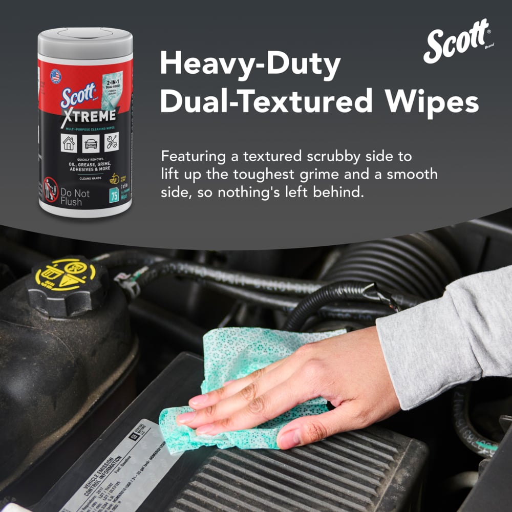 Scott® Xtreme Multi-Purpose Cleaning Wipes (54591), Heavy Duty Textured Extreme Cleaning Wipes with Citrus Scent, 9"x7" sheets (6 Canisters/Case, 75 Sheets/Canister, 450 Sheets/Case) - 54591