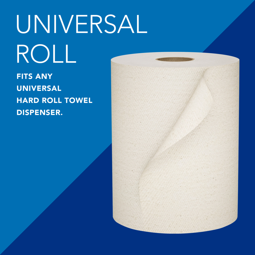 Scott® Universal 100% Recycled Fiber Hard Roll Paper Towels (56758), with Absorbency Pockets™, 1.5" Core, Compressed Rolls, Brown, (800'/Roll, 6 Rolls/Case, 4,800'/Case) - 56758