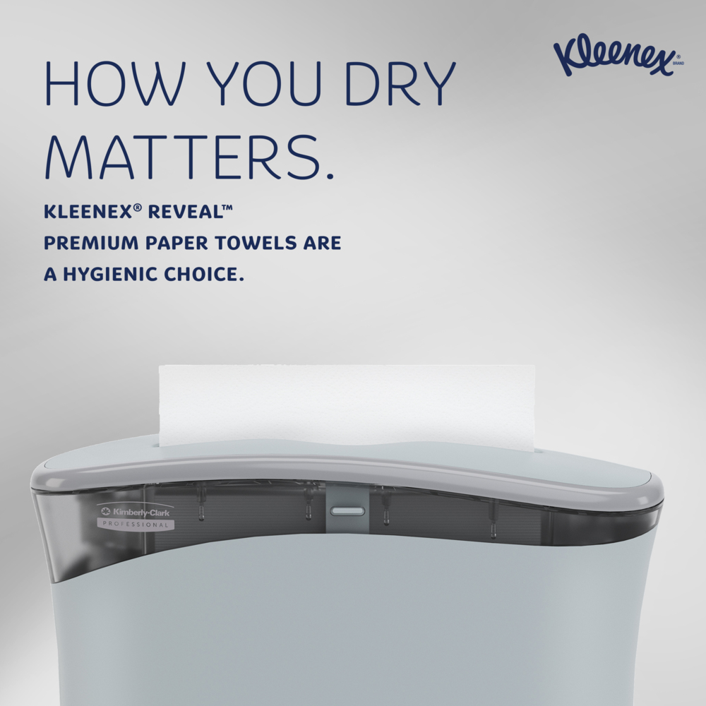 Kleenex® Reveal™ Multifold Paper Towels (46321), 2-Ply, 7.5" x 9.4" sheets, for Kimberly-Clark Professional™ Countertop System Dispenser (150 Sheets/Pack, 16 Packs/Case, 2,400 Sheets/Case) - 46321