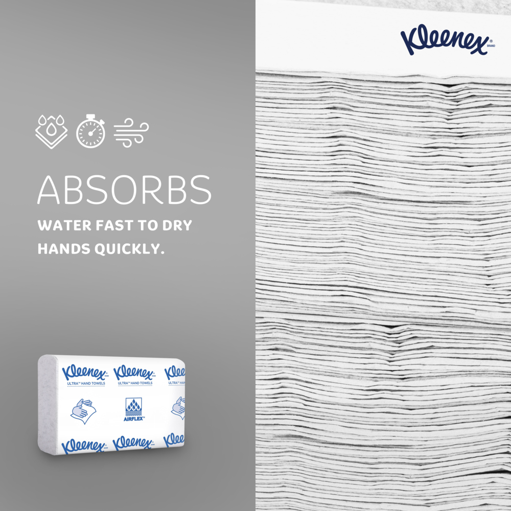 Kleenex® Reveal™ Multifold Paper Towels (46321), 2-Ply, 7.5" x 9.4" sheets, for Kimberly-Clark Professional™ Countertop System Dispenser (150 Sheets/Pack, 16 Packs/Case, 2,400 Sheets/Case) - 46321