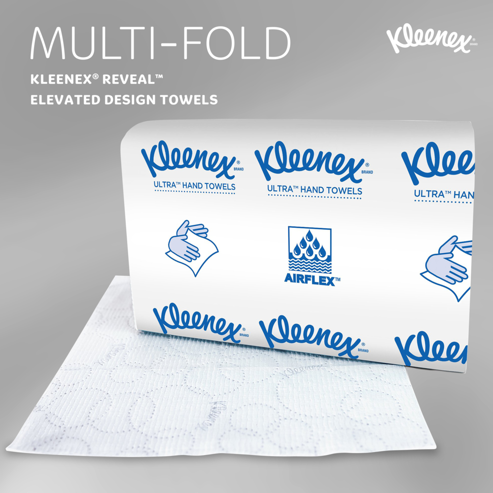 Kleenex® Reveal™ Multifold Paper Towels (46321), 2-Ply, 7.5" x 9.4" sheets, for Kimberly-Clark Professional™ Countertop System Dispenser (150 Sheets/Pack, 16 Packs/Case, 2,400 Sheets/Case) - 46321