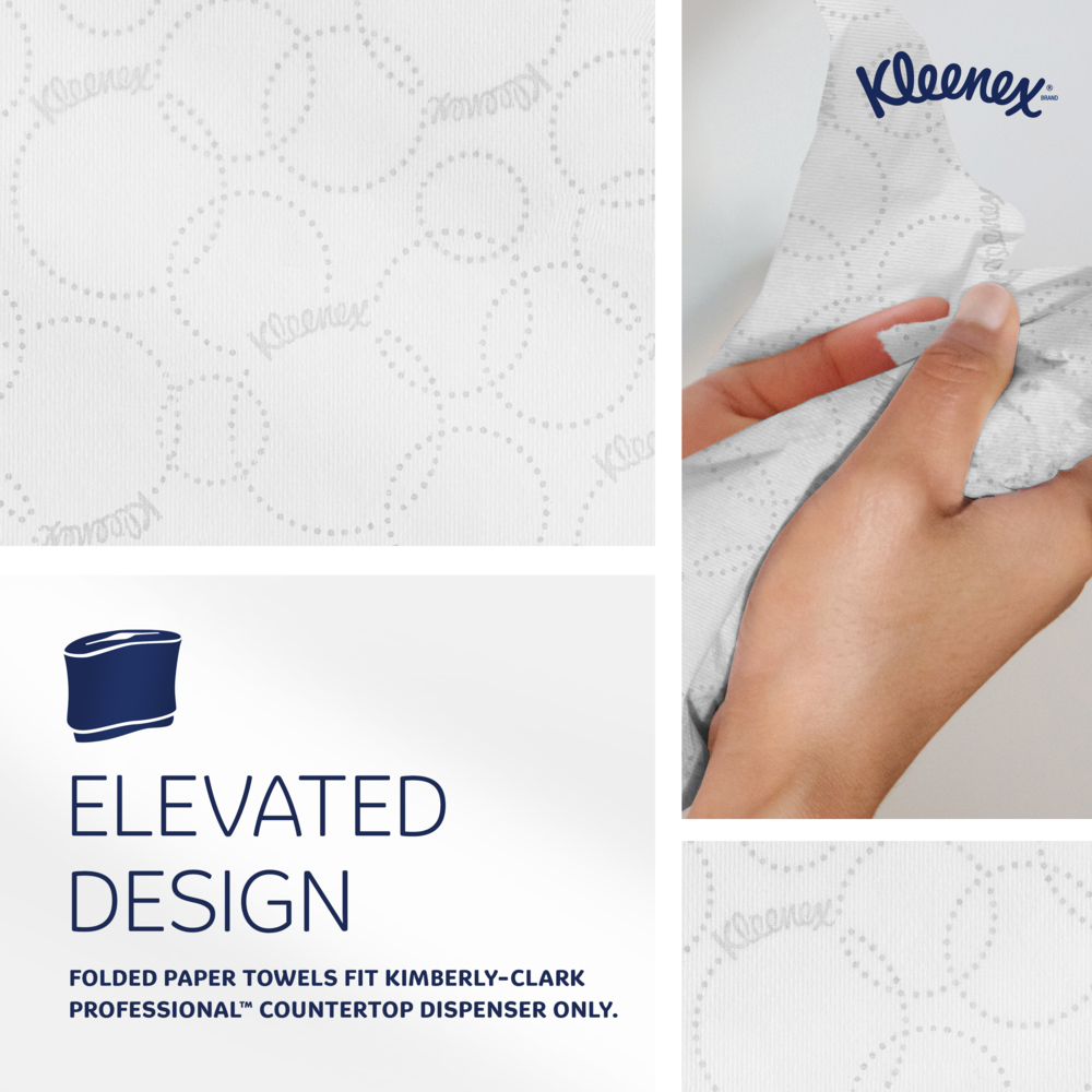 Kleenex® Reveal™ Multifold Paper Towels (46321), 2-Ply, 7.5" x 9.4" sheets, for Kimberly-Clark Professional™ Countertop System Dispenser (150 Sheets/Pack, 16 Packs/Case, 2,400 Sheets/Case) - 46321