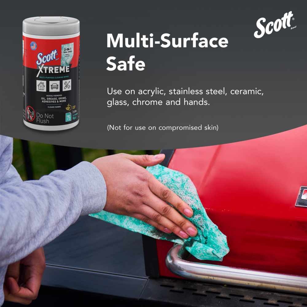 Scott® Xtreme Multi-Purpose Cleaning Wipes (54591), Heavy Duty Textured Extreme Cleaning Wipes with Citrus Scent, 9"x7" sheets (6 Canisters/Case, 75 Sheets/Canister, 450 Sheets/Case) - 54591