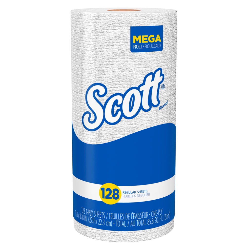 essuie-mains pour cuisine Scott® (41482) avec pochettes d’air à séchage rapide, en rouleau standard perforé, 128 feuilles/rouleau, 20 rouleaux/caisse - 41482