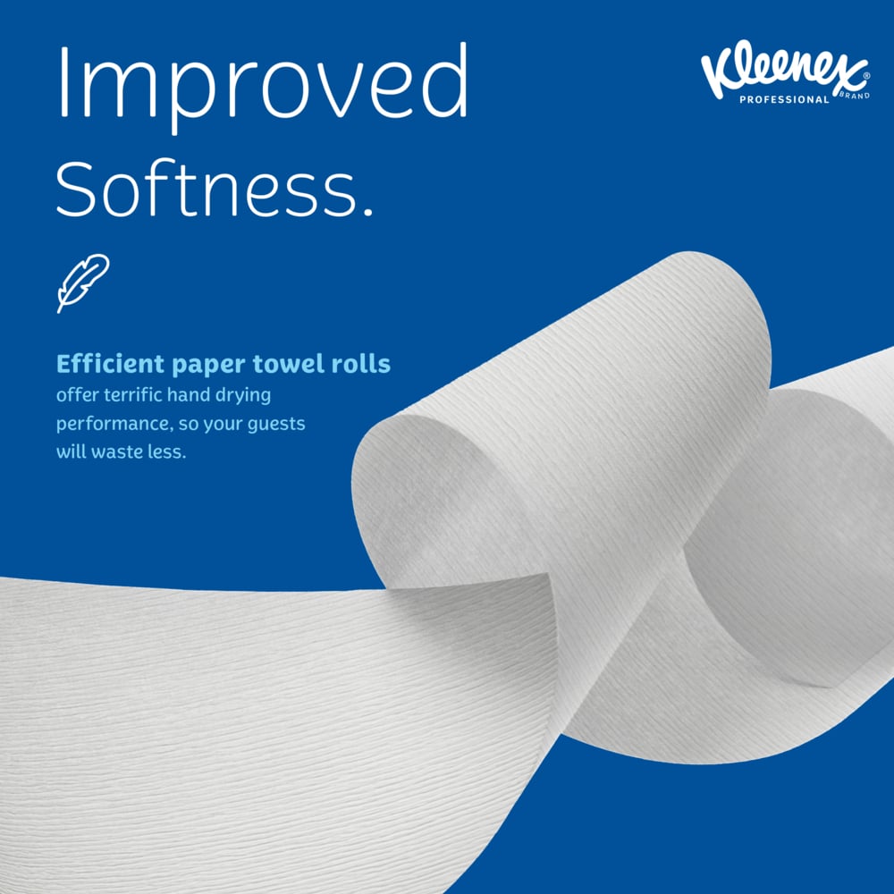 Kleenex® Universal Hard Roll Paper Towels (01080), 1.5" Core, with Premium Absorbency Pockets™, White, (12 Rolls/Case, 425'/Roll, 5,100'/Case) - 01080