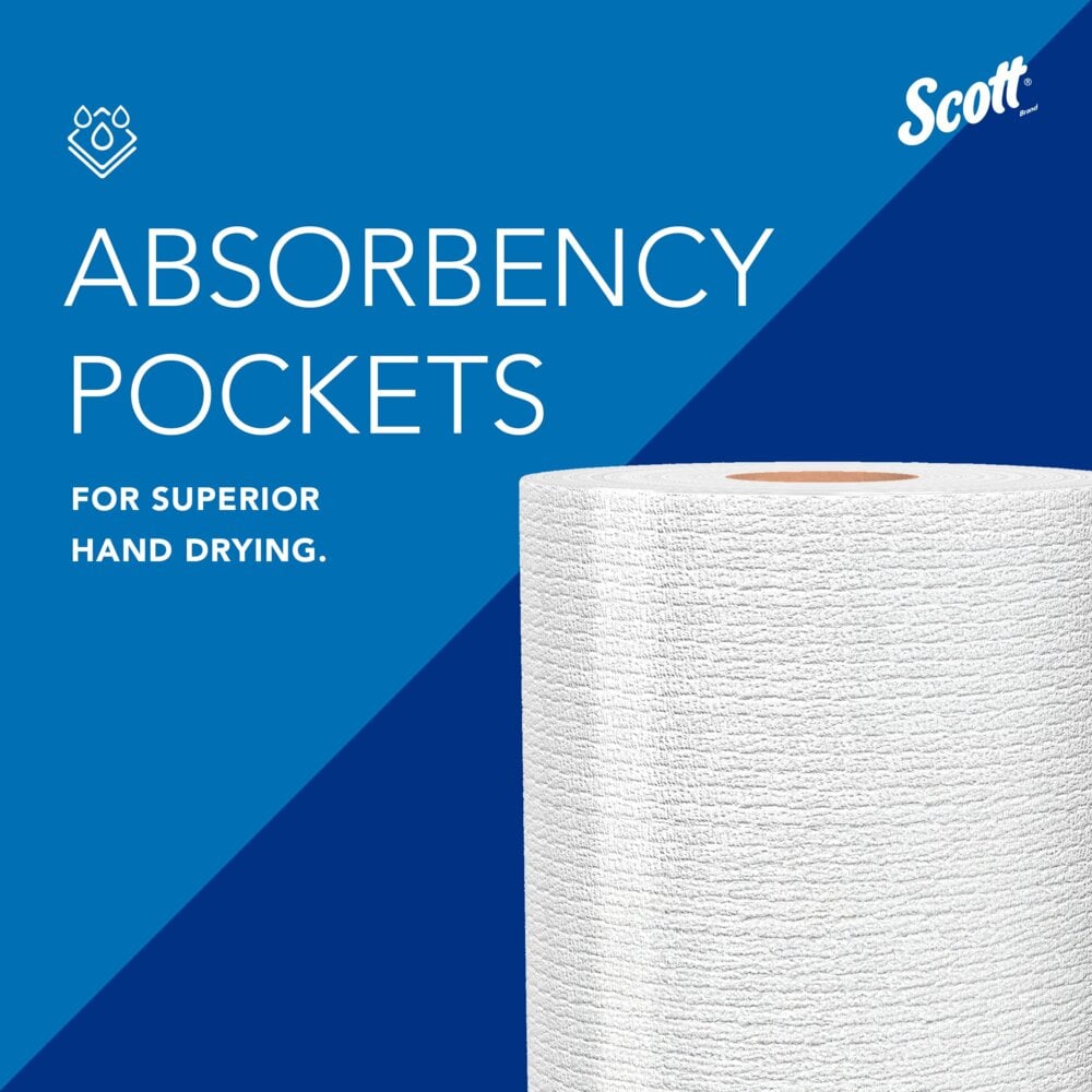 Scott® Kitchen Paper Towels (41482), with Fast-Drying Absorbency Pockets™, White, Perforated Standard Paper Towel Rolls, (20 Rolls/Case, 128 Sheets/Roll, 2,560 Sheets/Case) - 41482