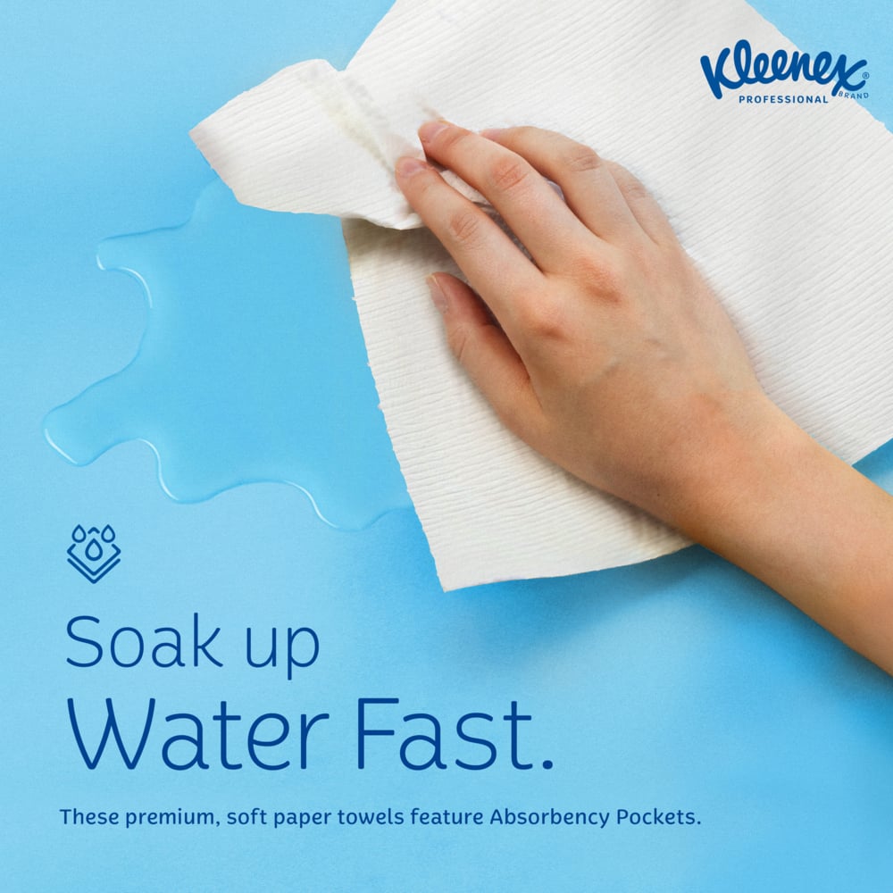 Kleenex® Universal Hard Roll Paper Towels (01080), 1.5" Core, with Premium Absorbency Pockets™, White, (12 Rolls/Case, 425'/Roll, 5,100'/Case) - 01080