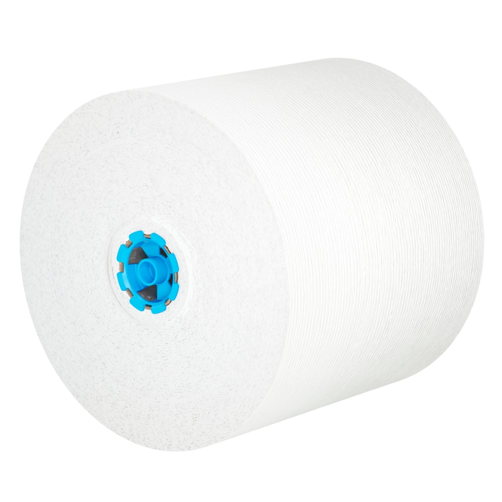 Essuie-mains en rouleau Kleenex® (25637) avec technologie Premium Absorbency Pockets™, pour les distributrices avec mandrin bleu, blancs (700 pi/rouleau, 6 rouleaux/caisse, 4 200 pi/caisse) - 25637