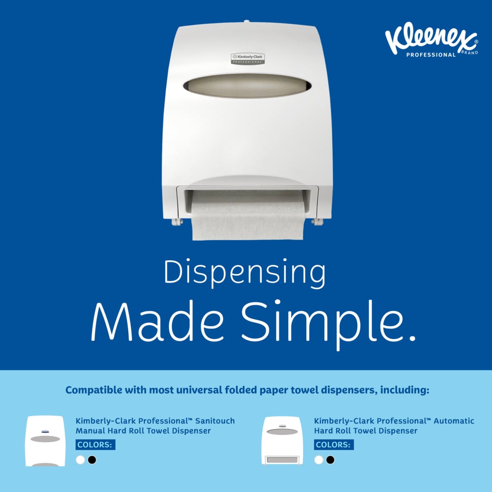 Kleenex® Universal Hard Roll Paper Towels (50606), 1.75" Core, with Premium Absorbency Pockets™, White, (600'/Roll, 6 Rolls/Case, 3,600'/Case) - 50606