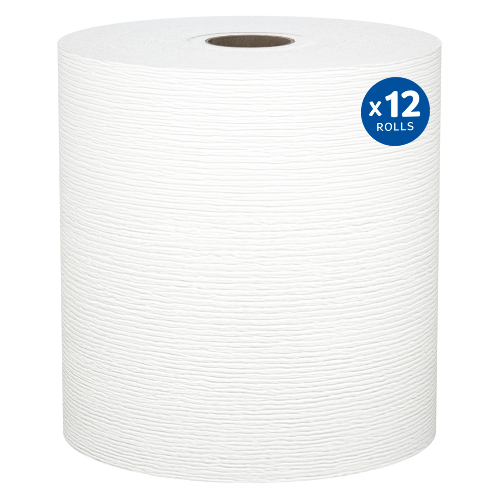 Essuie-tout en rouleau Kleenex® (01080) avec poches d’absorbance de qualité supérieure, noyau de 1,5 po, blanc, 425 pi/rouleau, 12 rouleaux/caisse, 5 100 pi/caisse - 01080