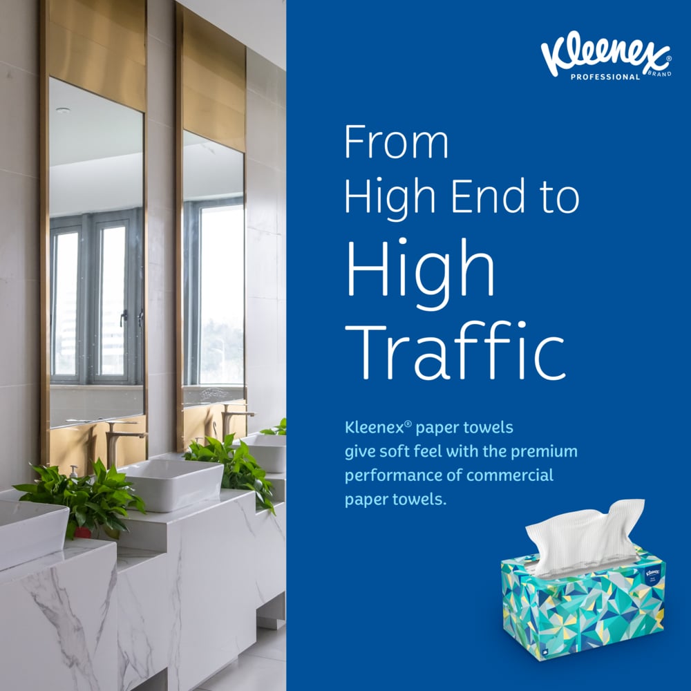 Kleenex® Hand Towels (01701), with Premium Absorbency Pockets™, Pop-Up Box, White, (18 Boxes/Case, 120 Sheets/Box, 2,160 Sheets/Case) - 01701