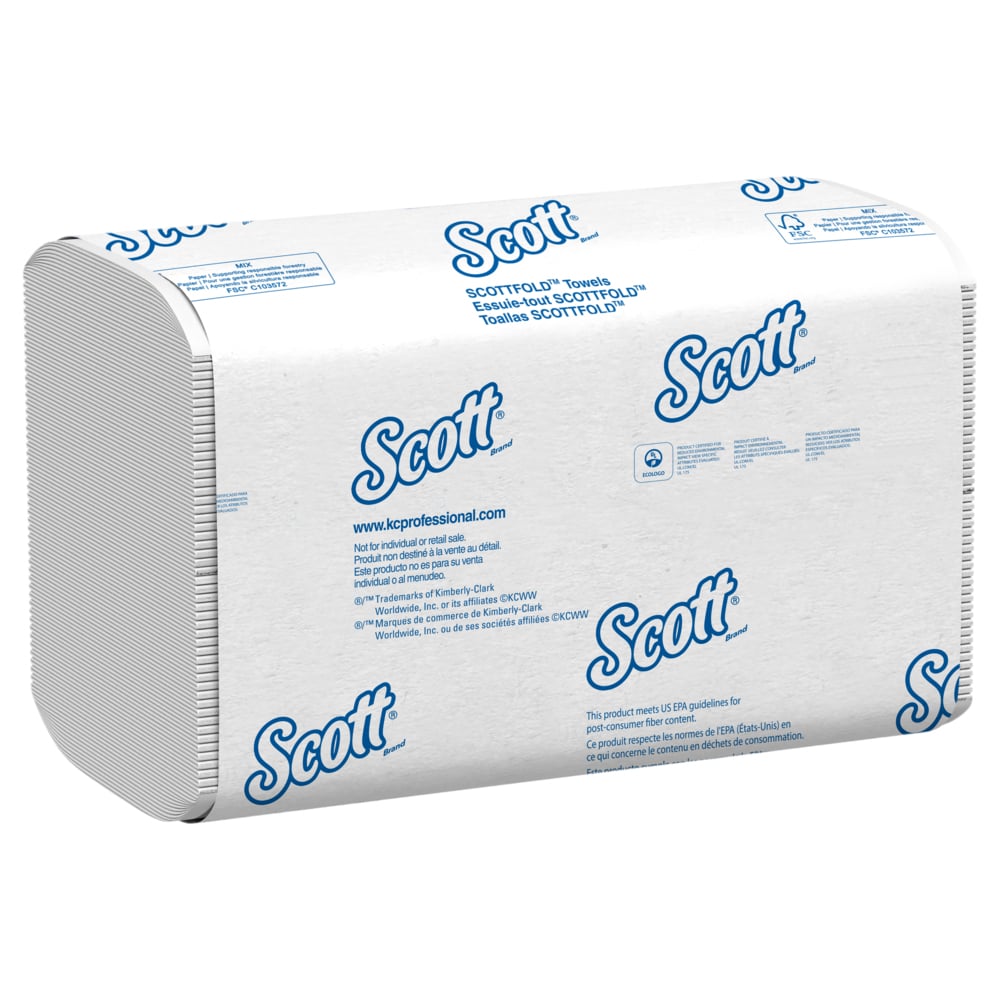 Scott® Essential Scottfold™ Multifold Paper Towels (45957), Low Wet Strength, White, (25 Packs/Case, 175 Sheets/Pack, 4,375 Sheets/Case) - 45957